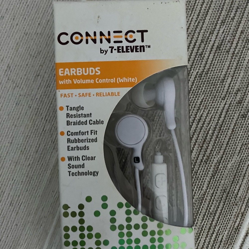 White Earbuds with Volume Control